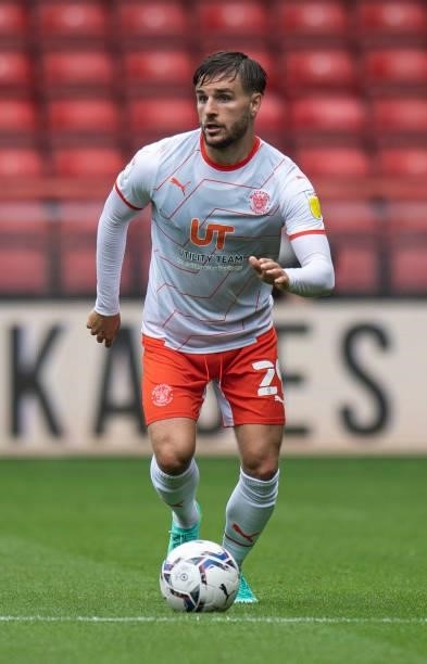 Blackpool's Luke Garbutt during the Sky Bet Championship match between Bristol City and Blackpool at Ashton Gate on August 7, 2021 in Bristol,...