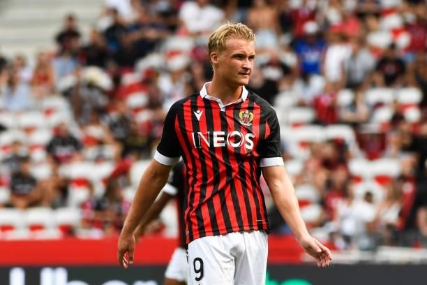 Kasper DOLBERG of Nice during the Ligue 1 football match between Monaco and Nantes at Stade Louis II on August 8, 2021