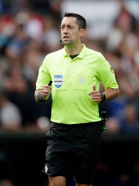 Referee Dennis Higler during the Club Friendly match between Feyenoord v Atletico Madrid at the Stadium Feijenoord on August 8, 2021 in Rotterdam...