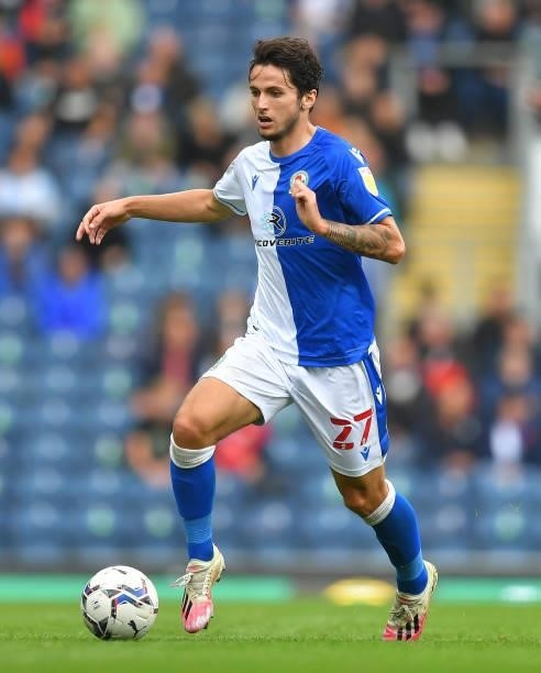 Blackburn Rovers' Lewis Travis during the Sky Bet Championship match between Blackburn Rovers and Swansea City at Ewood Park on August 7, 2021 in...