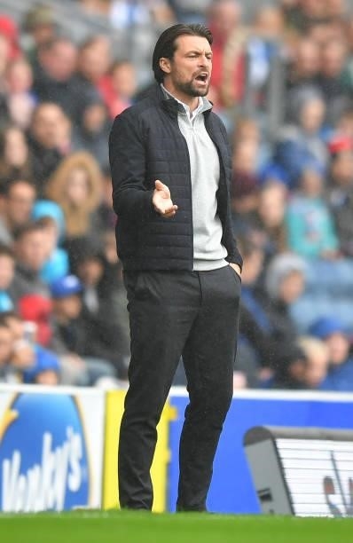 Swansea City's Manager Russell Martin during the Sky Bet Championship match between Blackburn Rovers and Swansea City at Ewood Park on August 7, 2021...