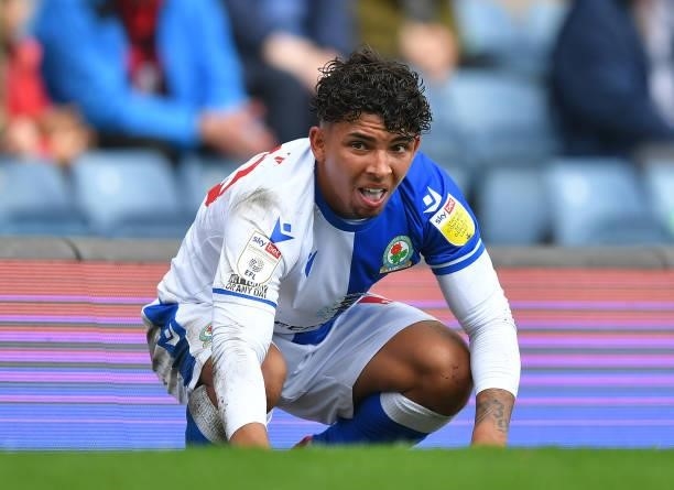 Blackburn Rovers' Tyrhys Dolan during the Sky Bet Championship match between Blackburn Rovers and Swansea City at Ewood Park on August 7, 2021 in...