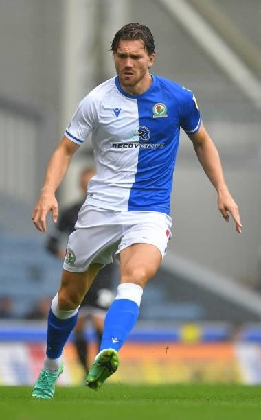 Blackburn Rovers' Sam Gallagher during the Sky Bet Championship match between Blackburn Rovers and Swansea City at Ewood Park on August 7, 2021 in...