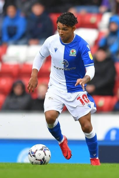 Blackburn Rovers' Tyrhys Dolan during the Sky Bet Championship match between Blackburn Rovers and Swansea City at Ewood Park on August 7, 2021 in...
