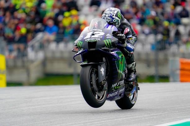Maverick Vinales of Spain and Monster Energy Yamaha MotoGP during the MotoGP of Styria - Race at Red Bull Ring on August 8, 2021 in Spielberg,...