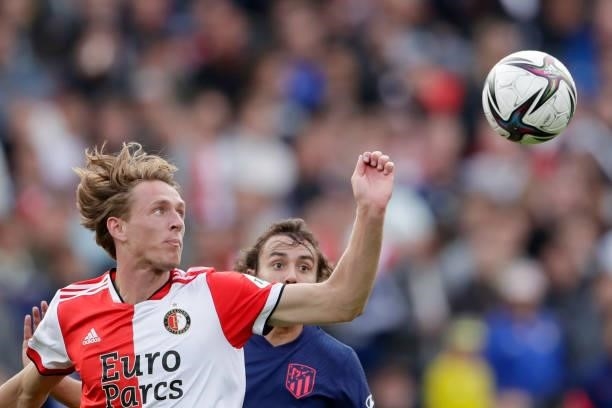Wouter Burger of Feyenoord, Javier Serrano of Atletico Madrid during the Club Friendly match between Feyenoord v Atletico Madrid at the Stadium...
