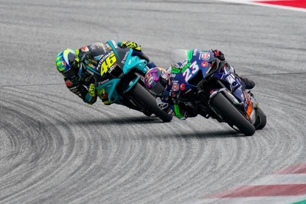 Valentino Rossi of Italy and Petronas STR and Enea Bastianini of Italy and Esponsorama Racing during the MotoGP of Styria - Race at Red Bull Ring on...