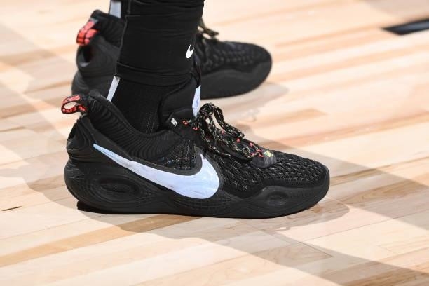 The sneakers worn by Scottie Barnes of the Toronto Raptors during the 2021 Las Vegas Summer League on August 8, 2021 at the Thomas & Mack Center in...
