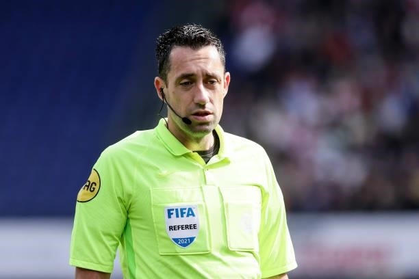 Referee Dennis Higler during the Club Friendly match between Feyenoord v Atletico Madrid at the Stadium Feijenoord on August 8, 2021 in Rotterdam...