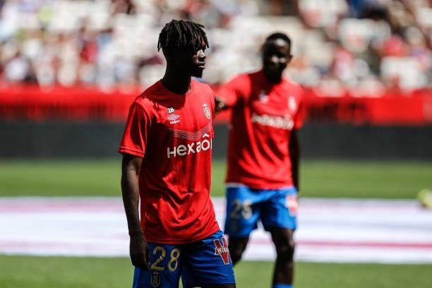 Bradley LOCKO of Reims during the Ligue 1 football match between Nice and Reims at Allianz Riviera on August 8, 2021 in Nice, France.
