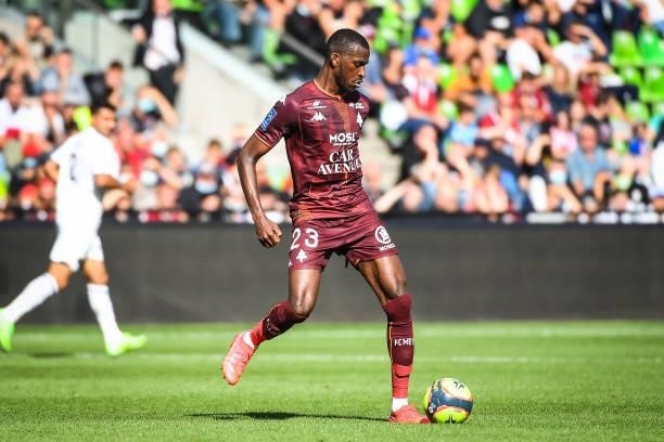 Boubacar Dit Kiki KOUYATE of Metz during the Ligue 1 football match between Metz and Lille at Stade Saint-Symphorien on August 8, 2021 in Metz,...