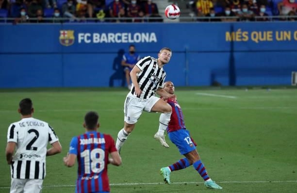 Matthijs de Ligt and Martin Braithwaite during the match between FC Barcelona and Juventus, corresponding to the friendy Joan Gamper Trophy, played...