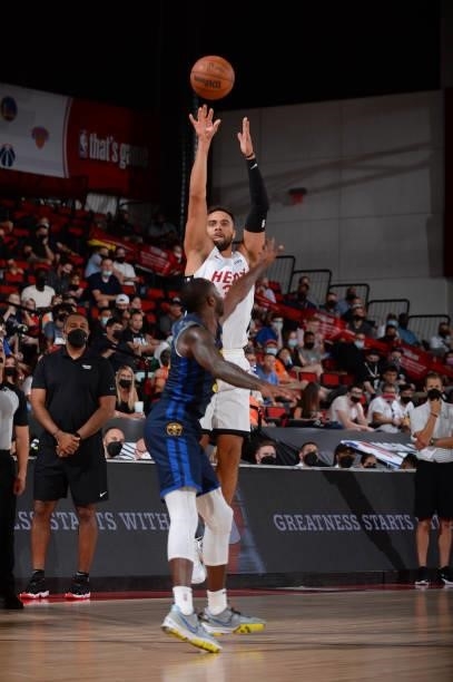 Max Strus of the Miami Heat shoots the ball during the game against the Denver Nuggets during the 2021 Las Vegas Summer League on August 8, 2021 Cox...