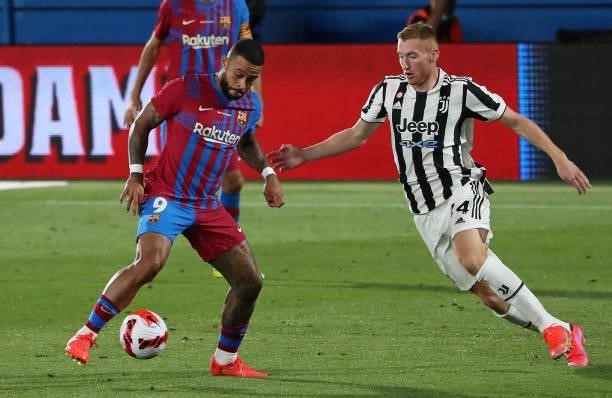Dejan Kulusevski and Memphis Depay during the match between FC Barcelona and Juventus, corresponding to the friendy Joan Gamper Trophy, played at the...