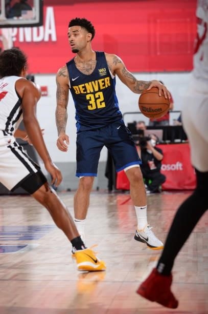 Jimmy Fredette dribbles during the game against the Miami Heat during the 2021 Las Vegas Summer League on August 8, 2021 Cox Pavilion in Las Vegas,...