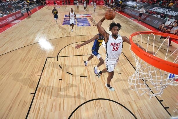 Nembhard of the Miami Heat dunks during the game against the Denver Nuggets during the 2021 Las Vegas Summer League on August 8, 2021 Cox Pavilion in...