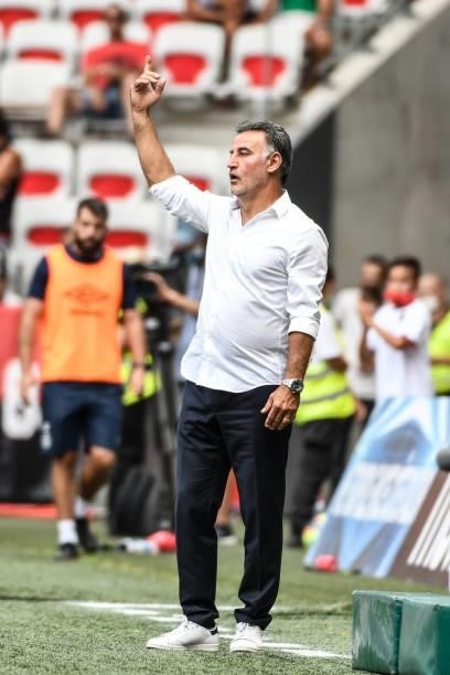 Christophe GALTIER head coach of Nice during the Ligue 1 football match between Nice and Reims at Allianz Riviera on August 8, 2021