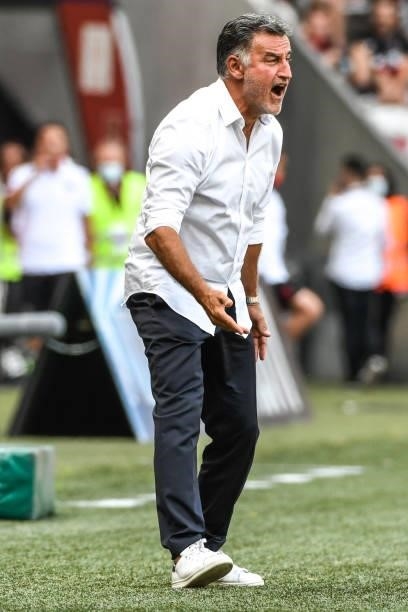 Christophe GALTIER head coach of Nice during the Ligue 1 football match between Nice and Reims at Allianz Riviera on August 8, 2021