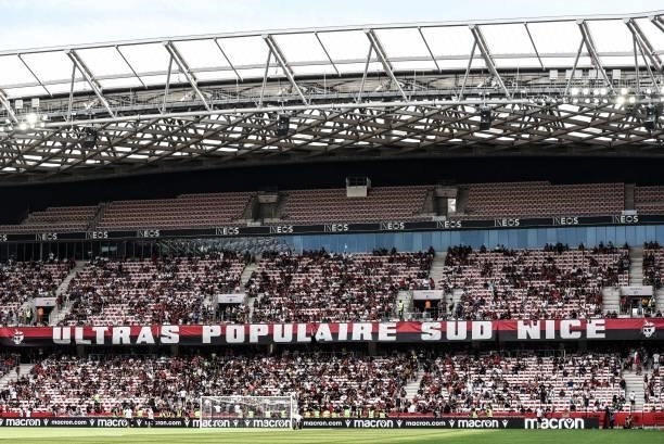 Fans of Nice during the Ligue 1 football match between Nice and Reims at Allianz Riviera on August 8, 2021
