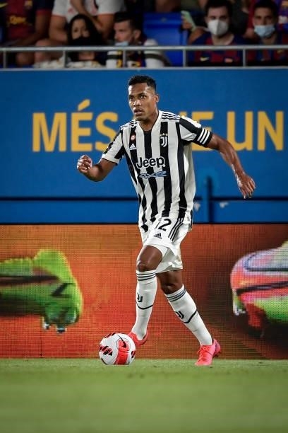 Juventus player Alex Sandro during the match between Barcelona and Juventus at Estadi Johan Cruyff on August 8, 2021 in Barcelona, Spain.