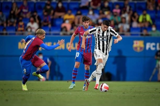 Juventus player Alvaro Morata during the match between Barcelona and Juventus at Estadi Johan Cruyff on August 8, 2021 in Barcelona, Spain.