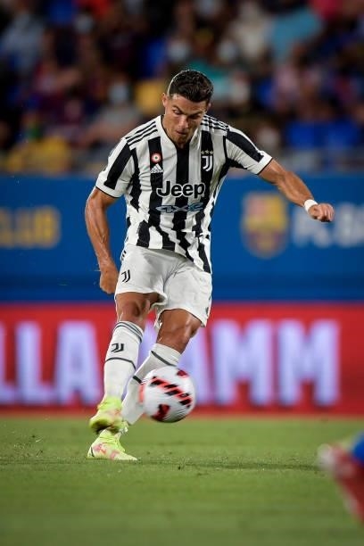 Juventus player Cristiano Ronaldo during the match between Barcelona and Juventus at Estadi Johan Cruyff on August 8, 2021 in Barcelona, Spain.