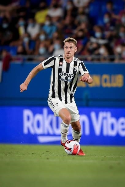 Juventus player Aaron Ramsey during the match between Barcelona and Juventus at Estadi Johan Cruyff on August 8, 2021 in Barcelona, Spain.