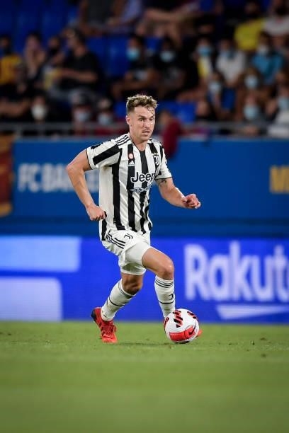 Juventus player Aaron Ramsey during the match between Barcelona and Juventus at Estadi Johan Cruyff on August 8, 2021 in Barcelona, Spain.