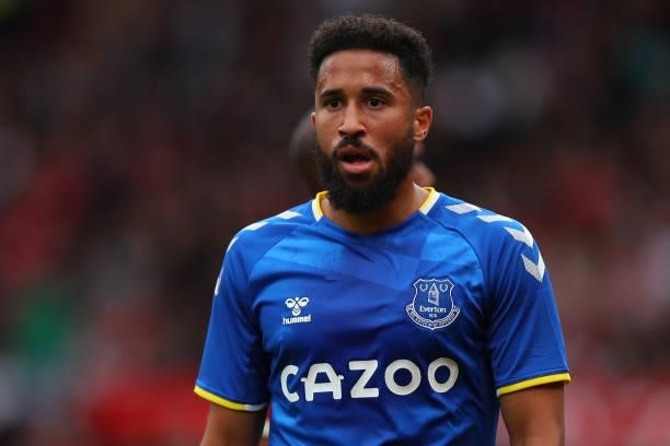 Andros Townsend of Everton during the Pre Season Friendly fixture between Manchester United and Everton at Old Trafford on August 7, 2021 in...