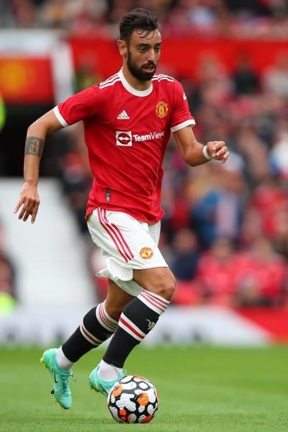 Bruno Fernandes of Manchester United during the Pre Season Friendly fixture between Manchester United and Everton at Old Trafford on August 7, 2021...