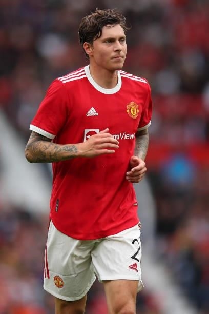 Victor Lindelof of Manchester United during the Pre Season Friendly fixture between Manchester United and Everton at Old Trafford on August 7, 2021...