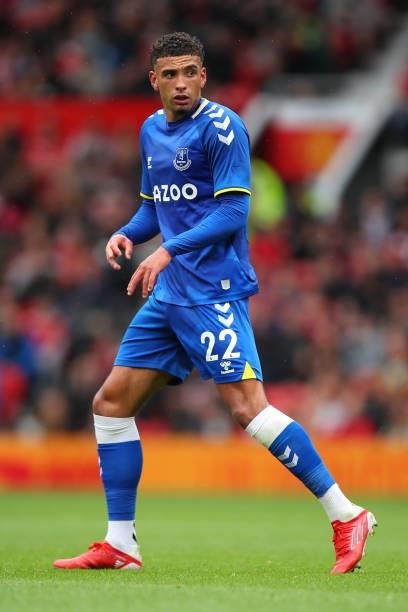 Ben Godfrey of Everton during the Pre Season Friendly fixture between Manchester United and Everton at Old Trafford on August 7, 2021 in Manchester,...