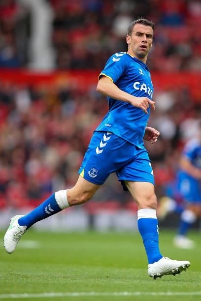 Seamus Coleman of Everton during the Pre Season Friendly fixture between Manchester United and Everton at Old Trafford on August 7, 2021 in...