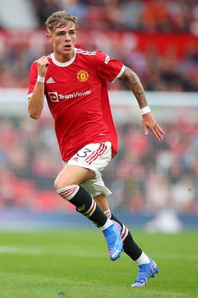 Brandon Williams of Manchester United during the Pre Season Friendly fixture between Manchester United and Everton at Old Trafford on August 7, 2021...