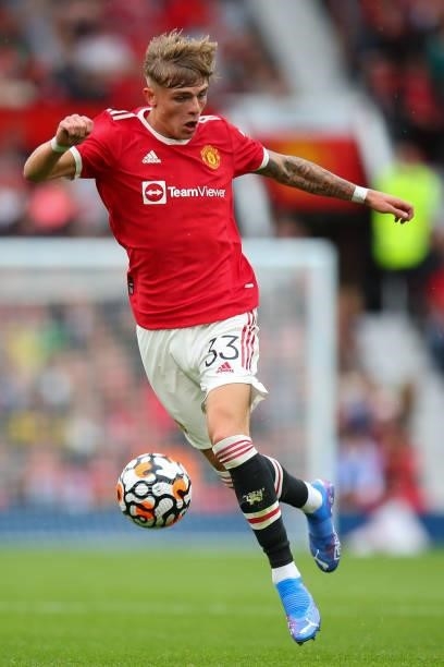 Brandon Williams of Manchester United during the Pre Season Friendly fixture between Manchester United and Everton at Old Trafford on August 7, 2021...