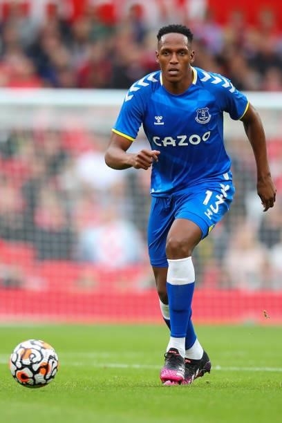 Yerry Mina of Everton during the Pre Season Friendly fixture between Manchester United and Everton at Old Trafford on August 7, 2021 in Manchester,...