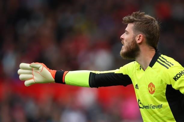 David De Gea of Manchester United during the Pre Season Friendly fixture between Manchester United and Everton at Old Trafford on August 7, 2021 in...