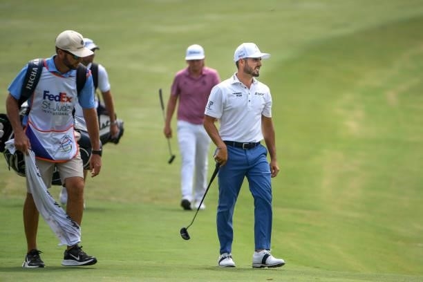 Abraham Ancer of Mexico walks up the ninth hole during the final round of the World Golf Championships-FedEx St. Jude Invitational at TPC Southwind...