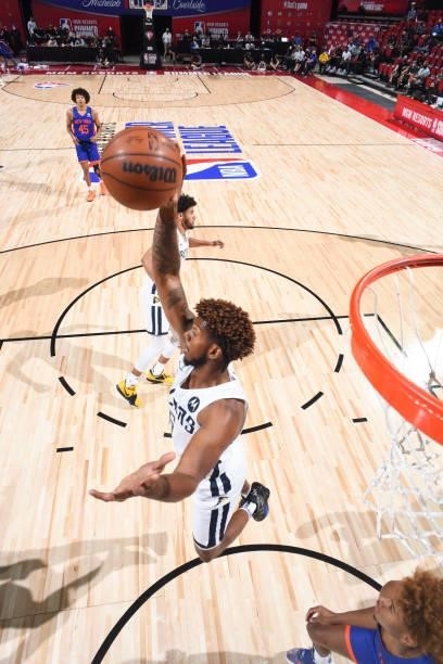 Tyrone Wallace of the Indiana Pacers rebounds the ball during the 2021 Las Vegas Summer League on August 9, 2021 at the Thomas & Mack Center in Las...