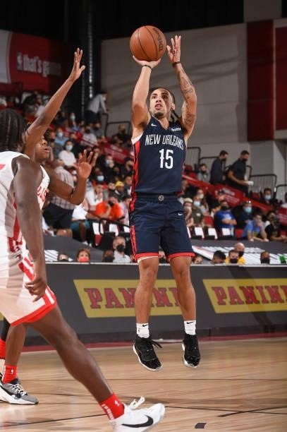 Jose Alvarado of the New Orleans Pelicans shoots the ball during the 2021 Las Vegas Summer League on August 9, 2021 at the Cox Pavilion in Las Vegas,...
