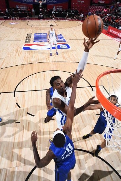 Paul Reed of the Philadelphia 76ers shoots the ball during the game against the Dallas Mavericks during the 2021 Las Vegas Summer League on August 9,...