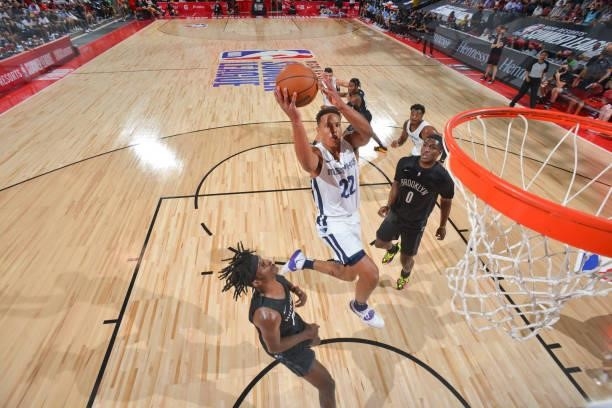 Desmond Bane of the Memphis Grizzlies drives to the basket during the 2021 Las Vegas Summer League on August 9, 2021 at the Cox Pavilion in Las...