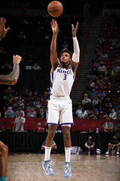 Jahmius Ramsey of the Sacramento Kings shoots the ball during the game against the Charlotte Hornets during the 2021 Las Vegas Summer League on...