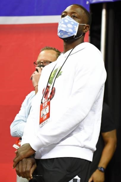 Legend, Dwyane Wade poses for a photo during Day 2 of the 2021 Las Vegas Summer League on August 9, 2021 at the Thomas & Mack Center in Las Vegas,...