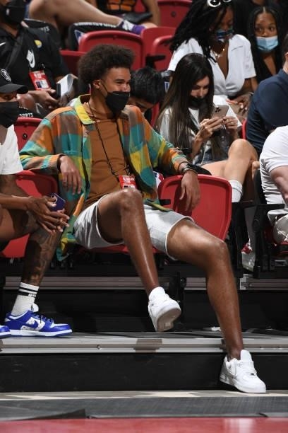 Cam Reddish of the Phoenix Suns smiles during the game against the Utah Jazz White during the 2021 Las Vegas Summer League on August 9, 2021 at the...