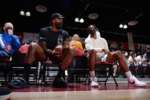 Kawhi Leonard and Terance Mann of the LA Clippers look on during the 2021 Las Vegas Summer League on August 9, 2021 at the Cox Pavilion in Las Vegas,...