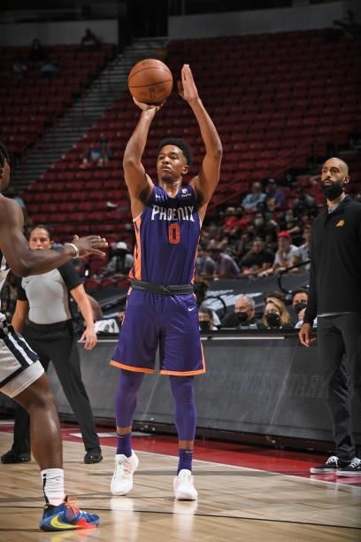 Ty-Shon Alexander of the Phoenix Suns shoots the ball during the game against the Utah Jazz during the 2021 Las Vegas Summer League on August 9, 2021...