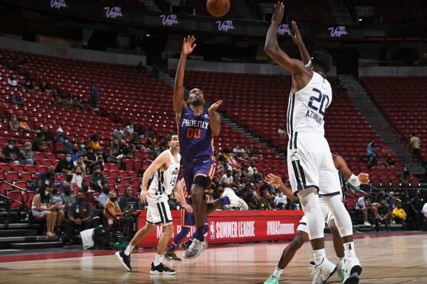 Jaleen Smith of the Phoenix Suns shoots the ball during the game against the Utah Jazz during the 2021 Las Vegas Summer League on August 9, 2021 at...