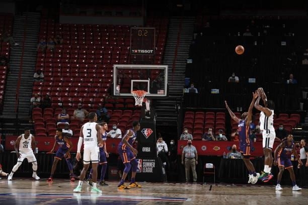 Jarrell Brantley of the Utah Jazz shoots the ball during the game against the Phoenix Suns during the 2021 Las Vegas Summer League on August 9, 2021...