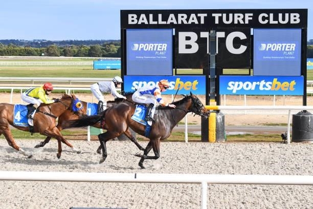 The Difference ridden by Damien Thornton wins the Porter Plant BM78 Handicap at Sportsbet-Ballarat Synthetic Racecourse on August 10, 2021 in...